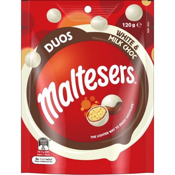 Maltesers® Duos Milk & White Choc Snack & Share Bag 120g