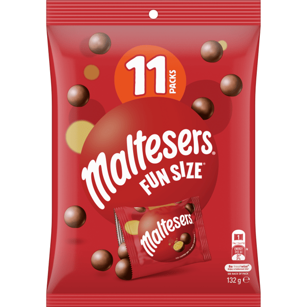 MALTESERS Milk Chocolate Fun Size Bag 132 g, 11 pieces